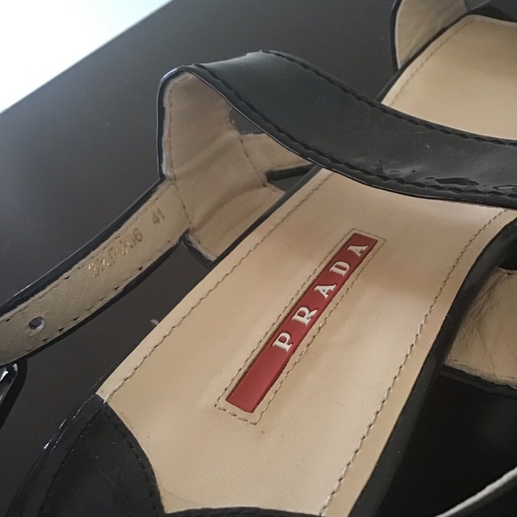 Prada block heel black leather sandals 41 US 11 - Picture 6 of 11